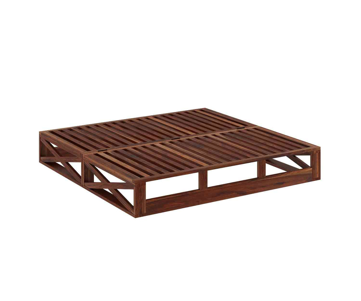 Mobell Solid Sheesham Wood Divan Cum Bed With Mattress (Natural Finish)