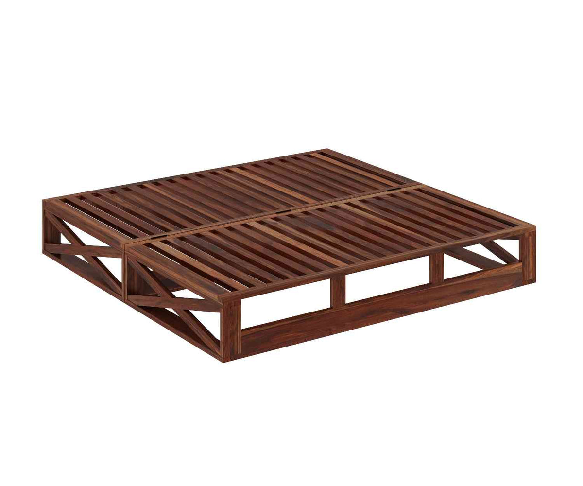Mobell Solid Sheesham Wood Divan Cum Bed With Mattress (Natural Finish)