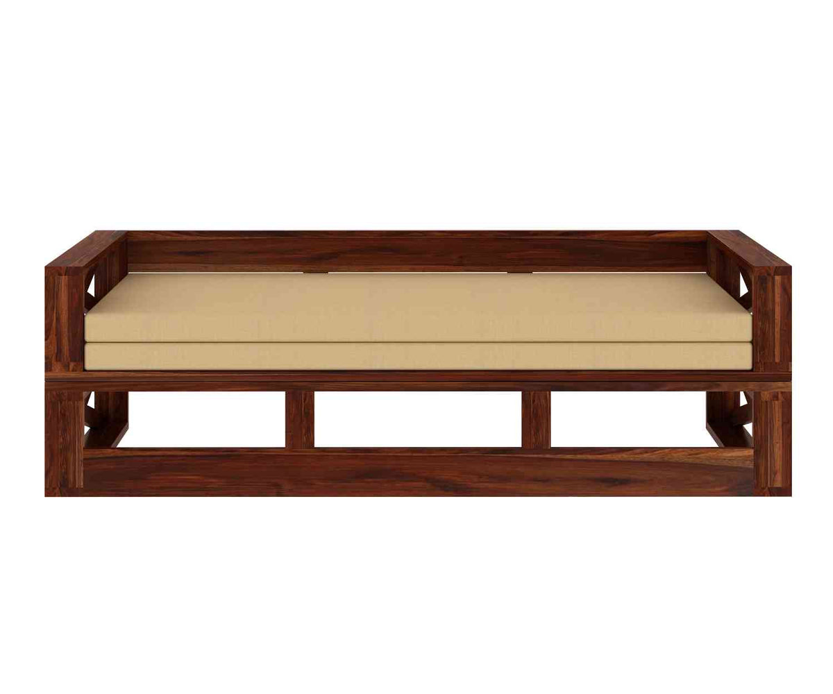 Mobell Solid Sheesham Wood Divan Cum Bed With Mattress (Natural Finish)