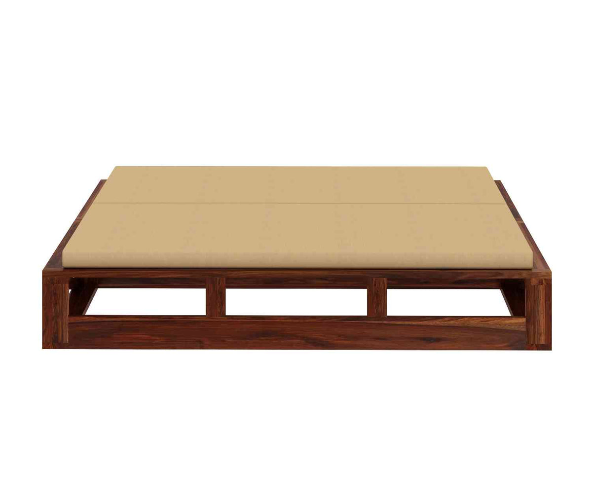 Mobell Solid Sheesham Wood Divan Cum Bed With Mattress (Natural Finish)