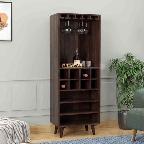 Befree Solid Sheesham Wood Bar Cabinet (Walnut Finish)