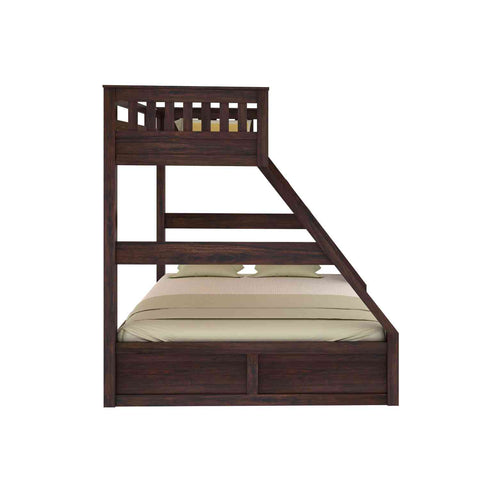 Essen Solid Sheesham Wood Bunk Bed With Two Drawers (Walnut Finish)