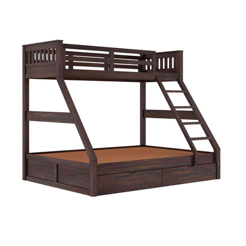 Essen Solid Sheesham Wood Bunk Bed With Two Drawers (Walnut Finish)