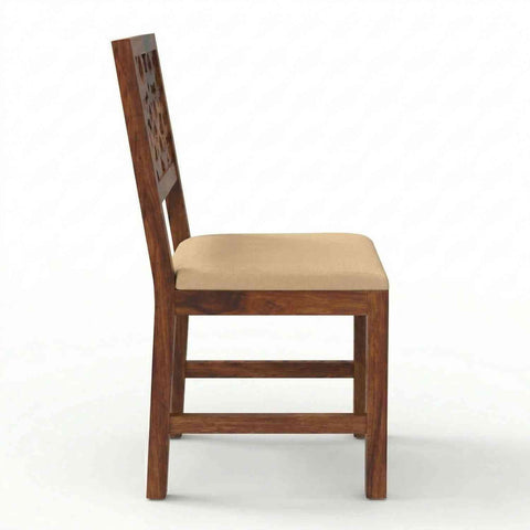 Rubikk Solid Sheesham Wood 4 Seater Dining Set (With Cushion, Natural Finish)