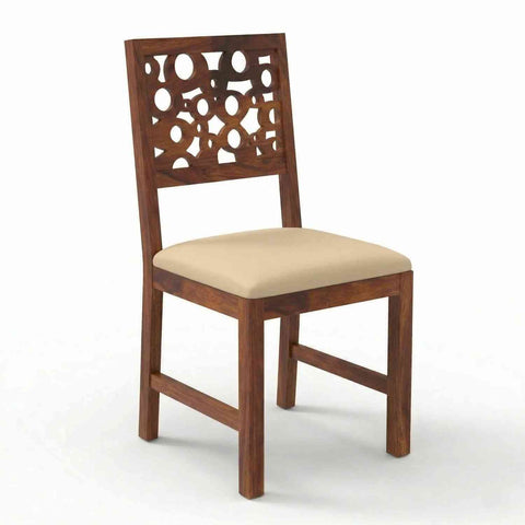 Rubikk Solid Sheesham Wood 4 Seater Dining Set (With Cushion, Natural Finish)