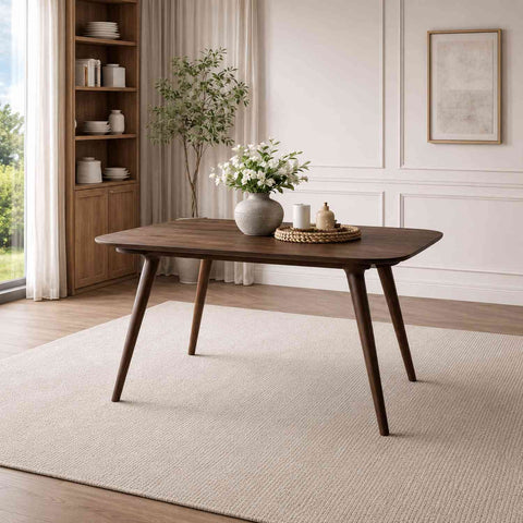 Canejoy Solid Sheesham Wood 6 Seater Dining Set (With Cushion, Walnut Finish)