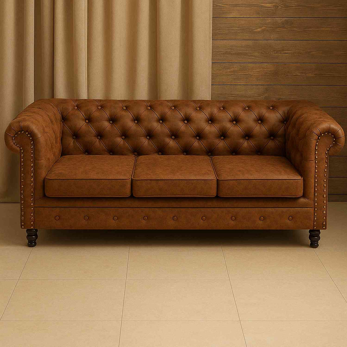 Celeste 3 Seater Sofa (Fabric, Ginger Bread)