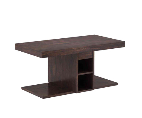 Monstro Solid Sheesham Wood Coffee Table With 2 Stools (Walnut Finish)