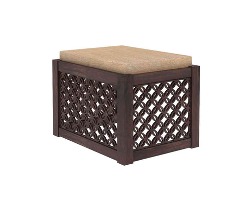 Monstro Solid Sheesham Wood Coffee Table With 2 Stools (Walnut Finish)