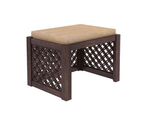 Monstro Solid Sheesham Wood Coffee Table With 2 Stools (Walnut Finish)