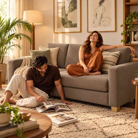 Cozychic 3 Seater Sofa (Brown Fabric)