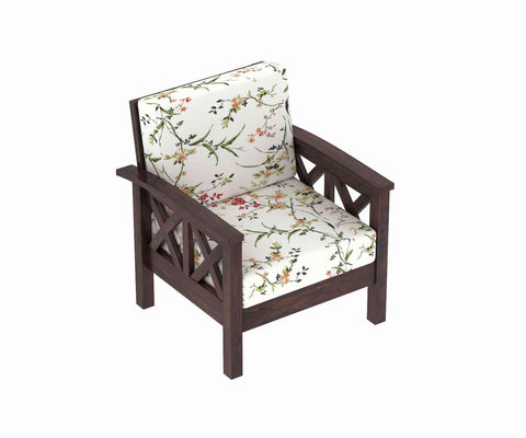 Prio Solid Sheesham Wood 1 Seater Sofa (Walnut Finish)
