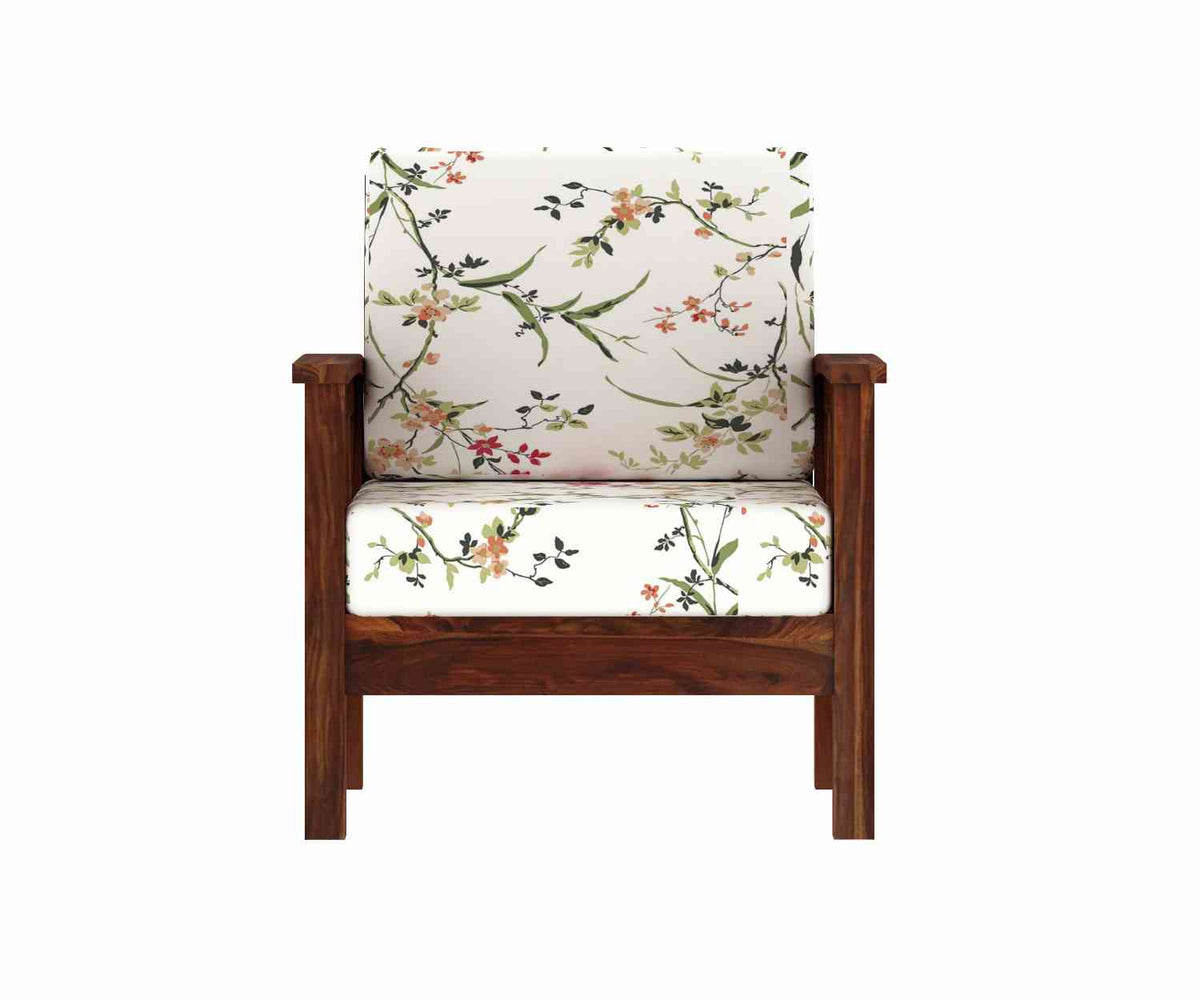 Prio Solid Sheesham Wood 1 Seater Sofa (Natural Finish)