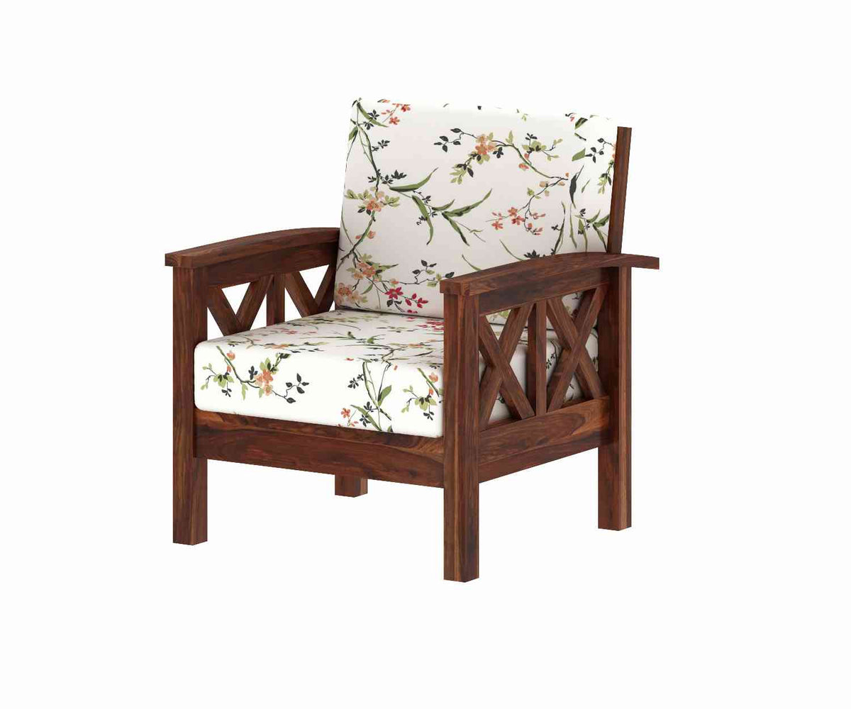 Prio Solid Sheesham Wood 5 Seater Sofa Set With Coffee Table (3+1+1, Natural Finish)