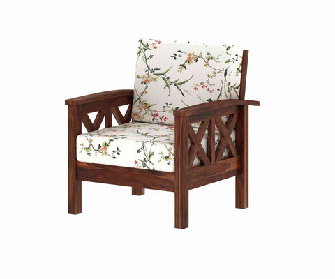 Prio Solid Sheesham Wood 1 Seater Sofa (Natural Finish)