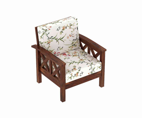 Prio Solid Sheesham Wood 1 Seater Sofa (Natural Finish)