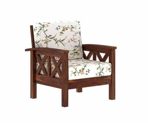 Prio Solid Sheesham Wood 1 Seater Sofa (Natural Finish)