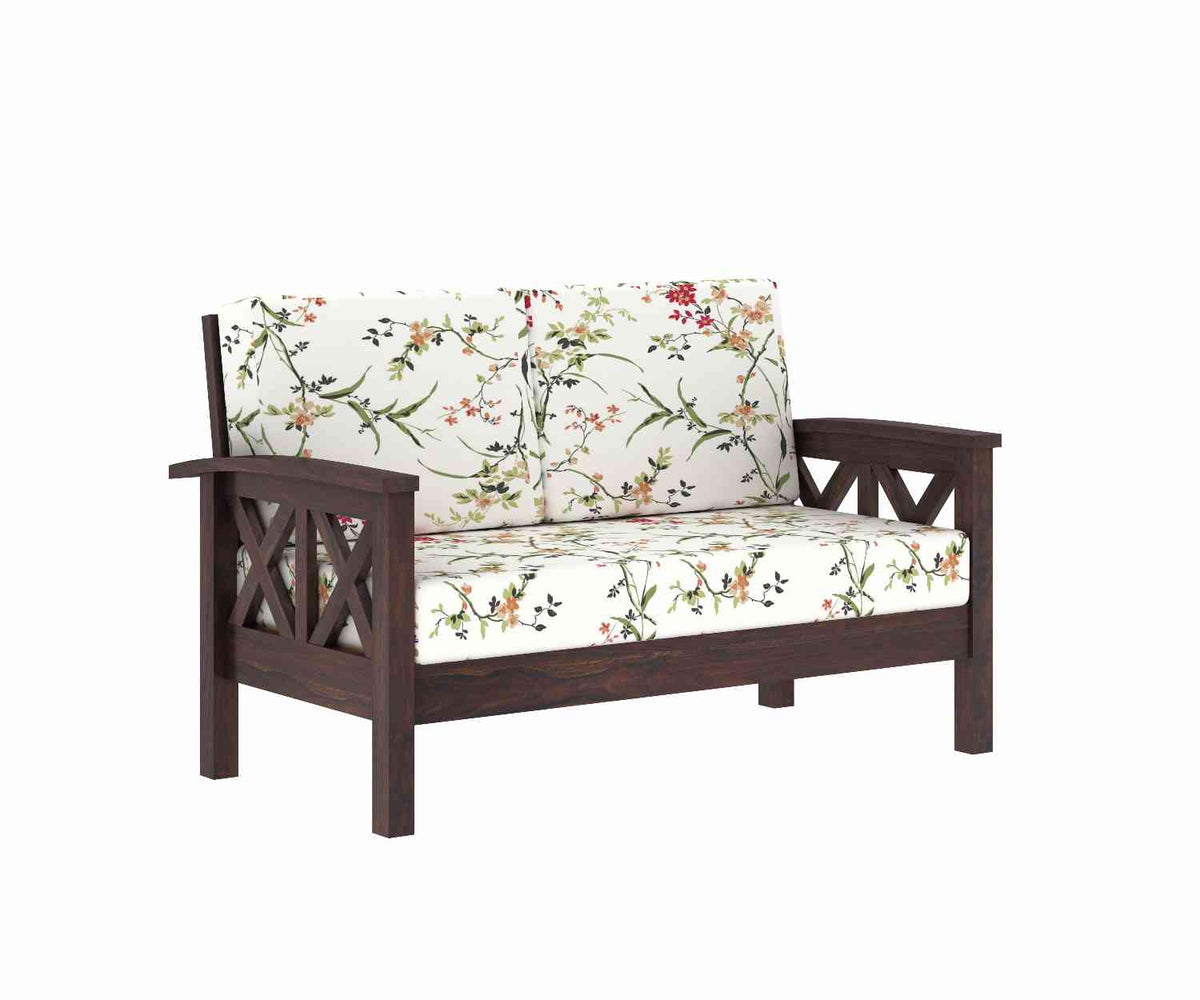 Prio Solid Sheesham Wood 5 Seater Sofa Set (3+2, Walnut Finish)