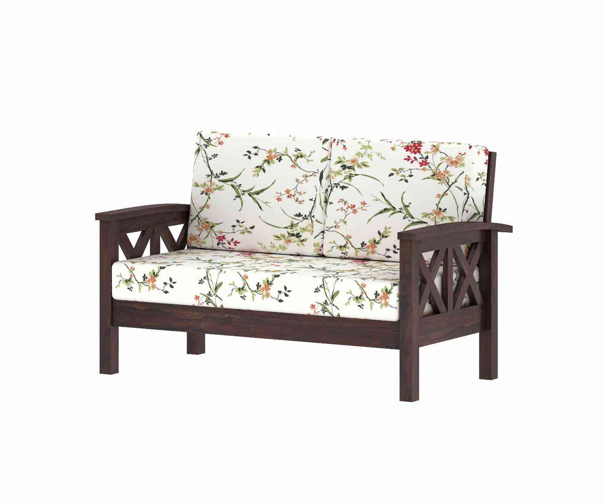 Prio Solid Sheesham Wood 5 Seater Sofa Set (3+2, Walnut Finish)