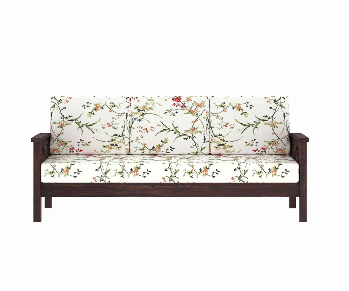 Prio Solid Sheesham Wood 3 Seater Sofa (Walnut Finish)