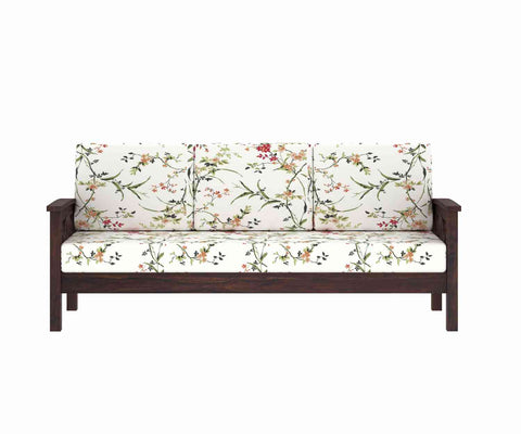 Prio Solid Sheesham Wood 3 Seater Sofa (Walnut Finish)