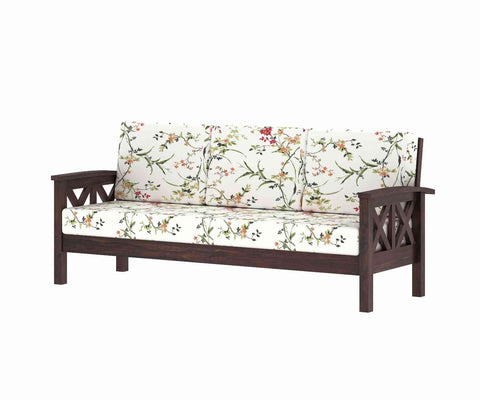 Prio Solid Sheesham Wood 3 Seater Sofa (Walnut Finish)
