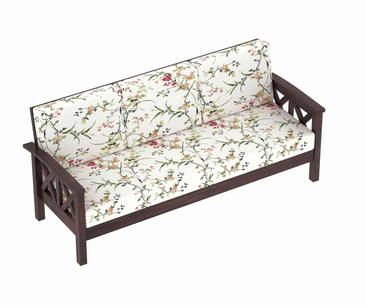 Prio Solid Sheesham Wood 5 Seater Sofa Set (3+2, Walnut Finish)