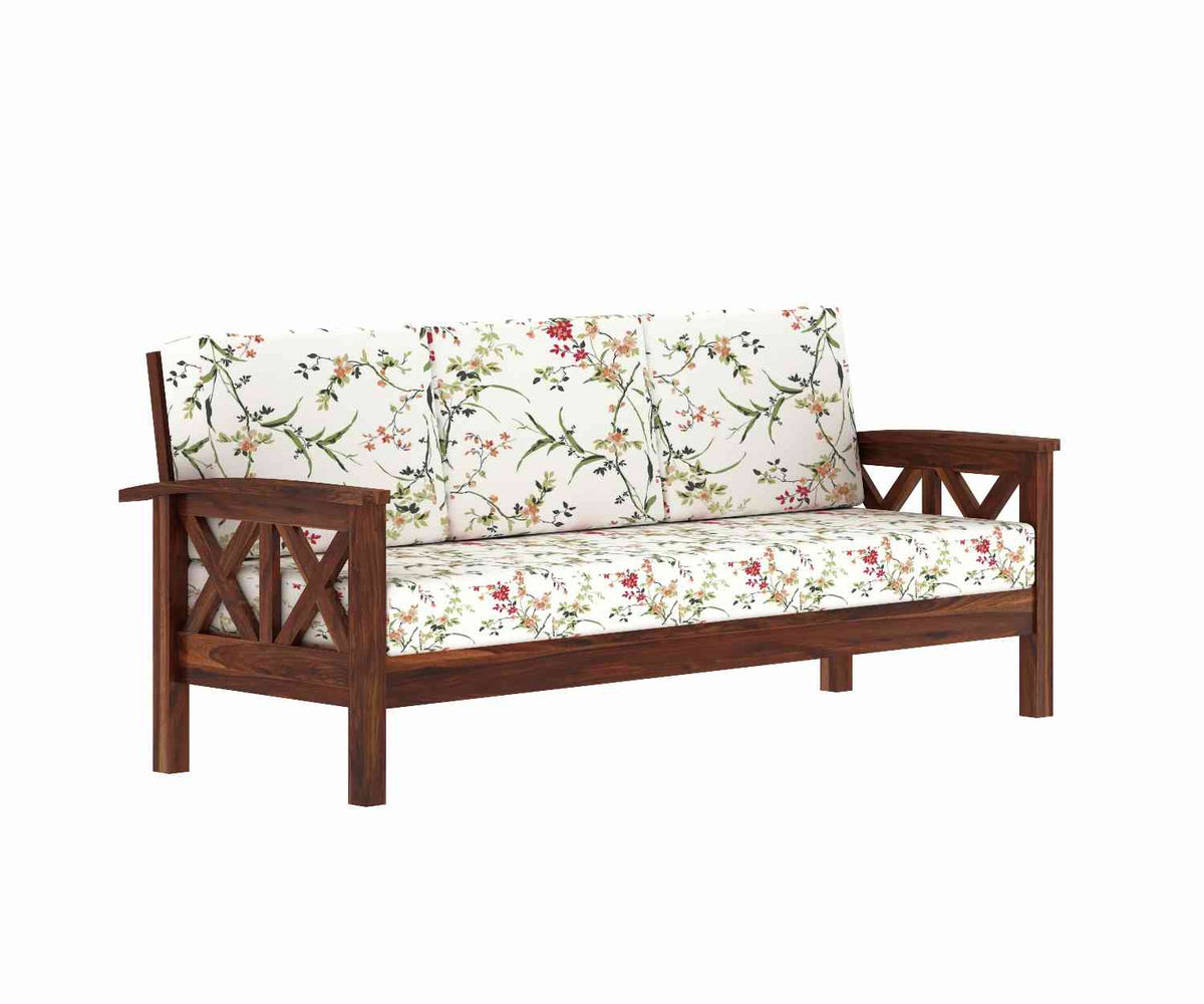 Prio Solid Sheesham Wood 5 Seater Sofa Set With Coffee Table (3+1+1, Natural Finish)