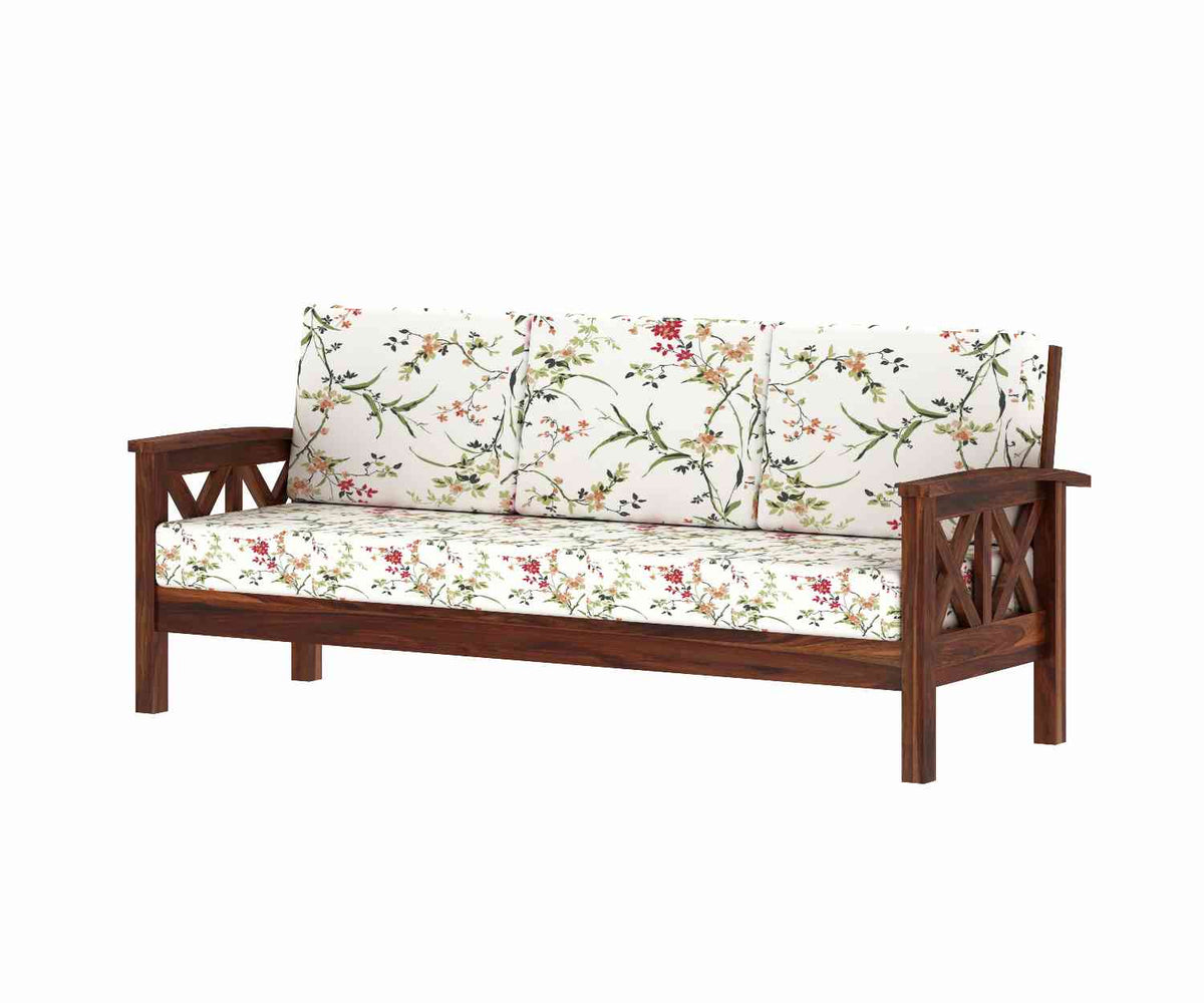 Prio Solid Sheesham Wood 5 Seater Sofa Set (3+2, Natural Finish)