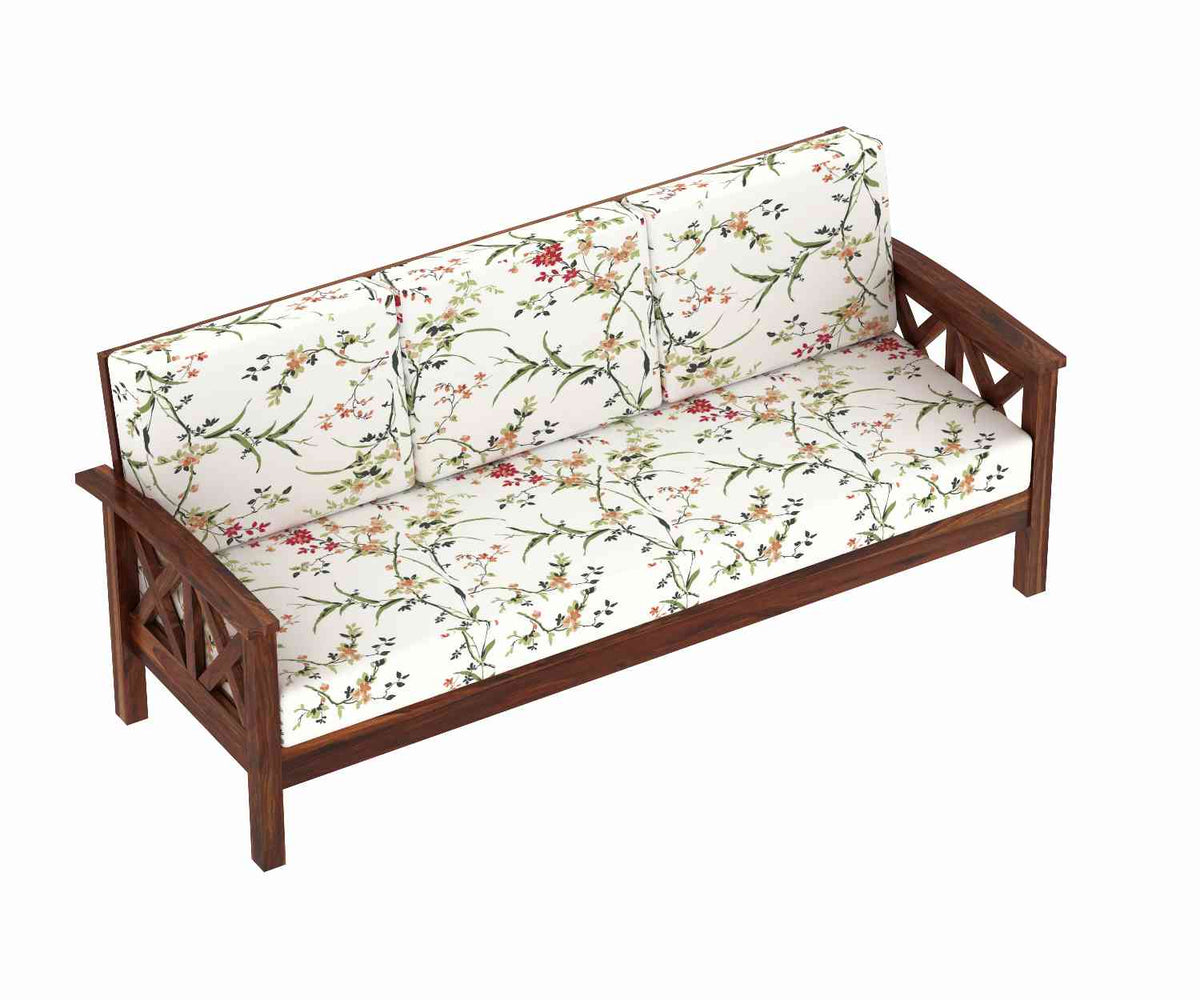 Prio Solid Sheesham Wood 5 Seater Sofa Set With Coffee Table (3+1+1, Natural Finish)