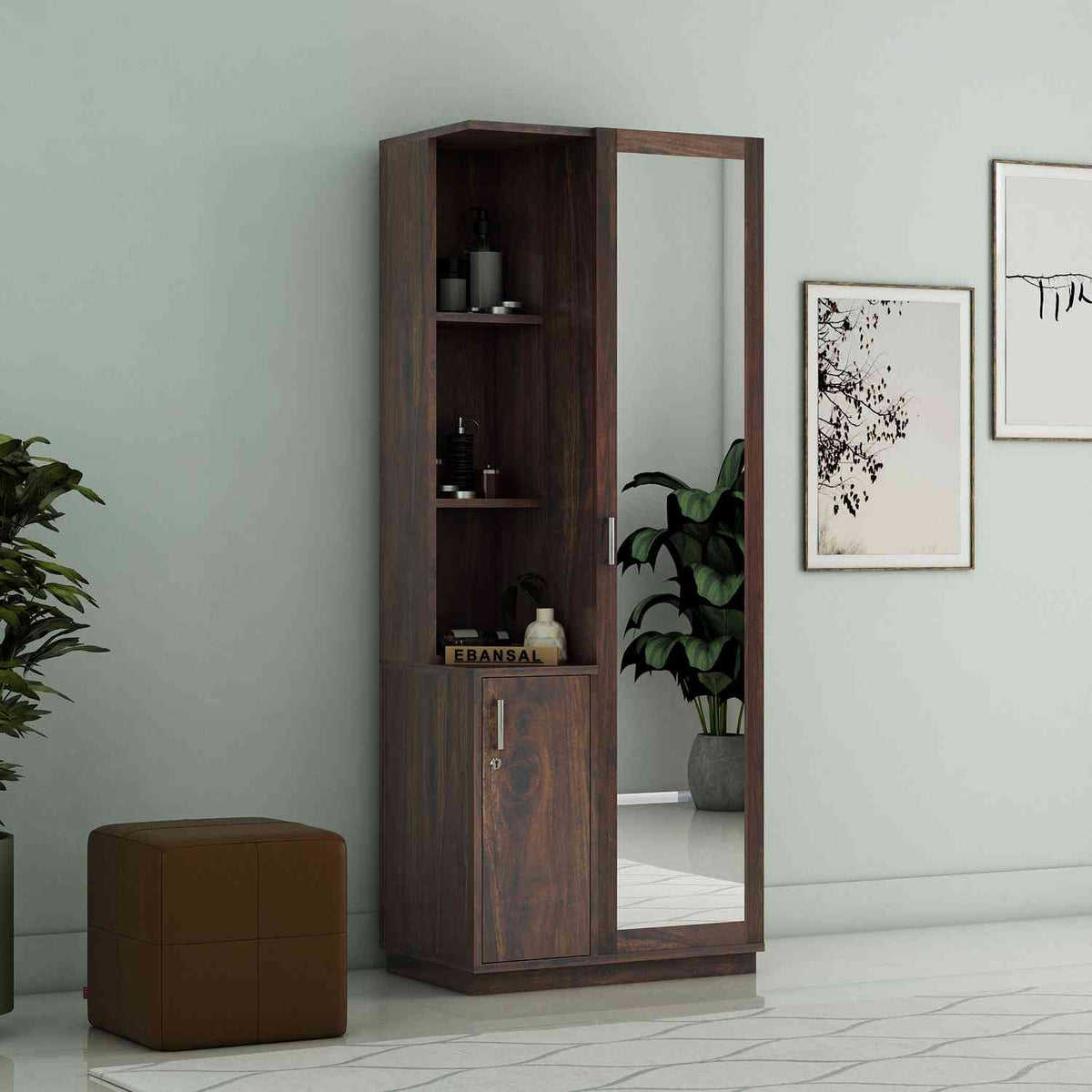 Solivo Solid Sheesham Wood Dressing Table (Walnut Finish)