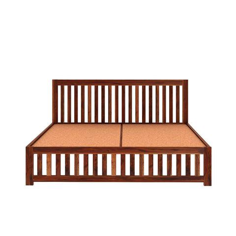 Maurice Solid Sheesham Wood Bed Without Storage (King Size, Natural Finish)