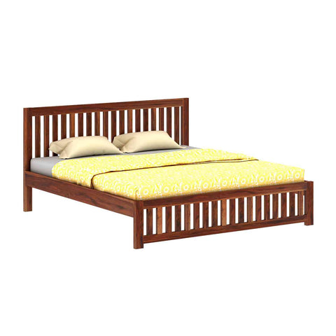 Maurice Solid Sheesham Wood Bed Without Storage (King Size, Natural Finish)