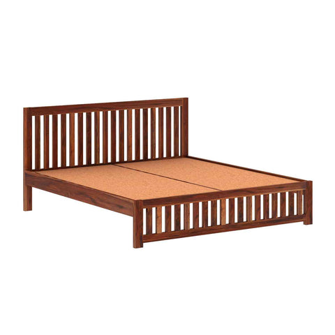 Maurice Solid Sheesham Wood Bed Without Storage (King Size, Natural Finish)