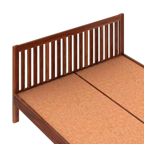 Maurice Solid Sheesham Wood Bed Without Storage (King Size, Natural Finish)