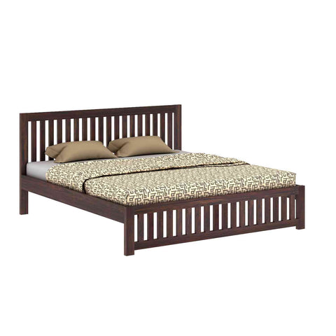 Maurice Solid Sheesham Wood Bed Without Storage (King Size, Walnut Finish)