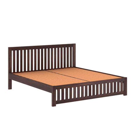 Maurice Solid Sheesham Wood Bed Without Storage (King Size, Walnut Finish)