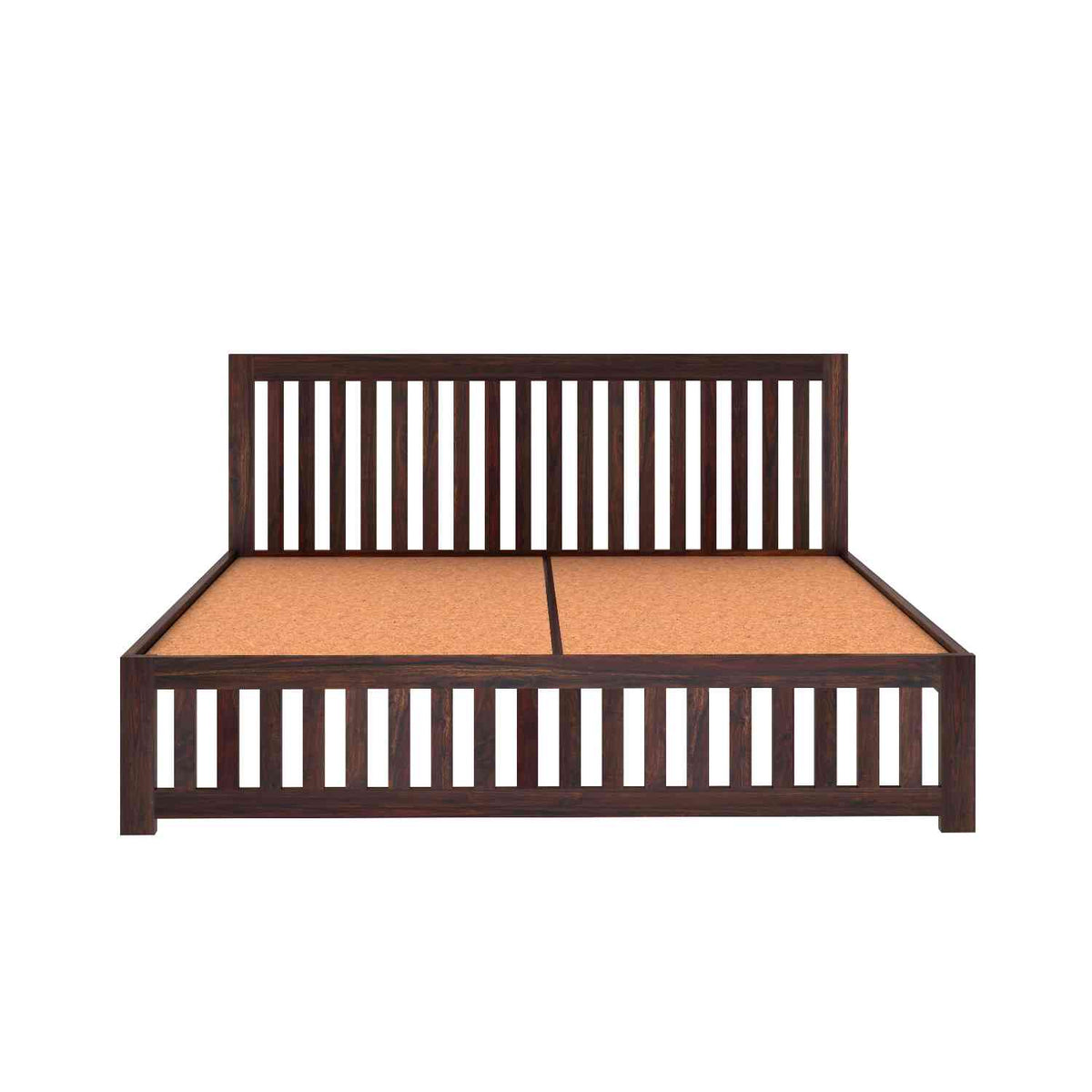 Maurice Solid Sheesham Wood Bed Without Storage (King Size, Walnut Finish)
