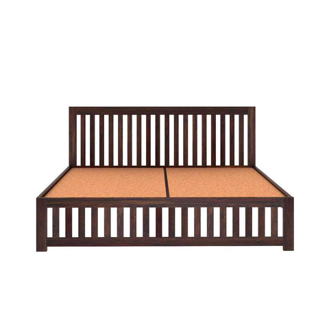 Maurice Solid Sheesham Wood Bed Without Storage (King Size, Walnut Finish)