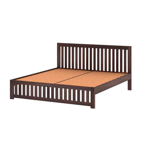 Maurice Solid Sheesham Wood Bed Without Storage (King Size, Walnut Finish)