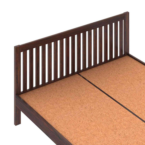 Maurice Solid Sheesham Wood Bed Without Storage (King Size, Walnut Finish)