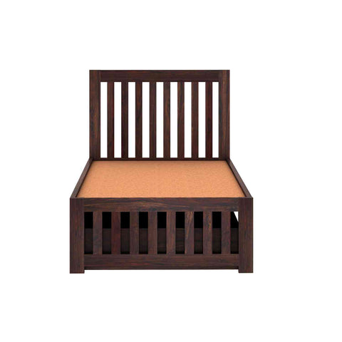 Maurice Solid Sheesham Wood Single Bed With 2 Drawers (Walnut Finish)