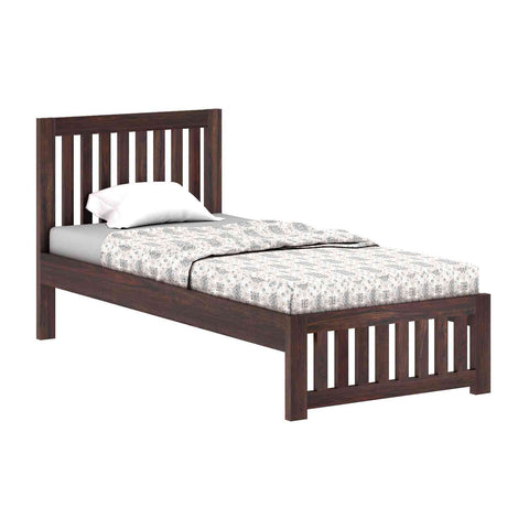 Maurice Solid Sheesham Wood Single Bed Without Storage (Walnut Finish)