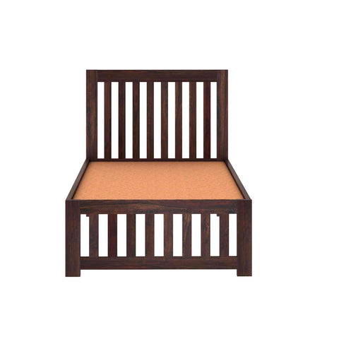 Maurice Solid Sheesham Wood Single Bed Without Storage (Walnut Finish)