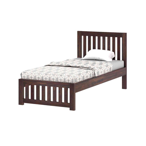 Maurice Solid Sheesham Wood Single Bed Without Storage (Walnut Finish)