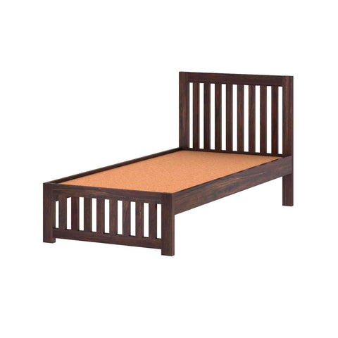 Maurice Solid Sheesham Wood Single Bed Without Storage (Walnut Finish)