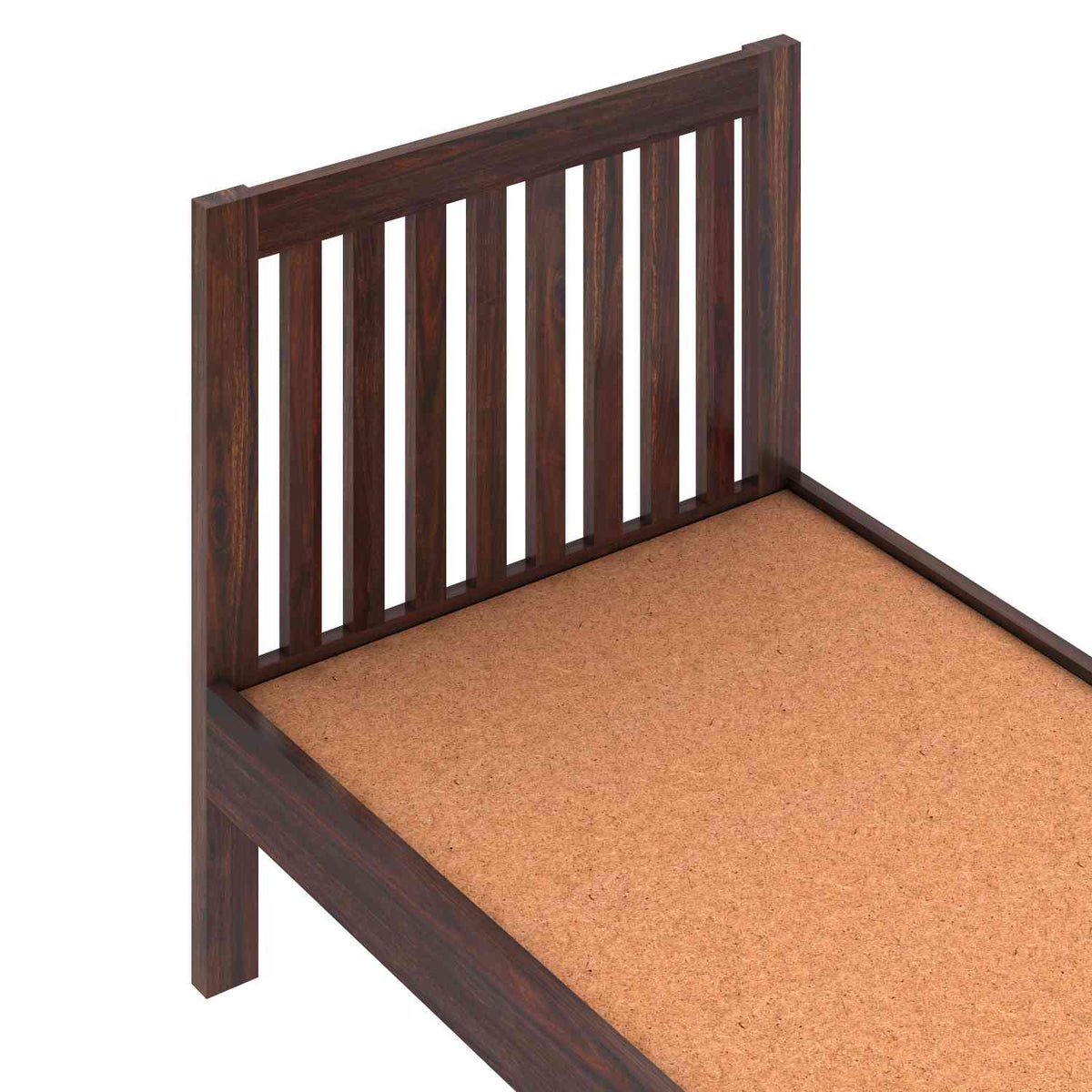 Maurice Solid Sheesham Wood Single Bed Without Storage (Walnut Finish)