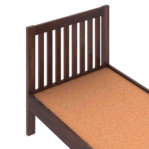 Maurice Solid Sheesham Wood Single Bed Without Storage (Walnut Finish)