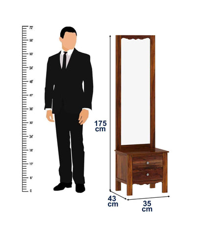 Revista Solid Sheesham Wood Dressing Table (Natural Finish)