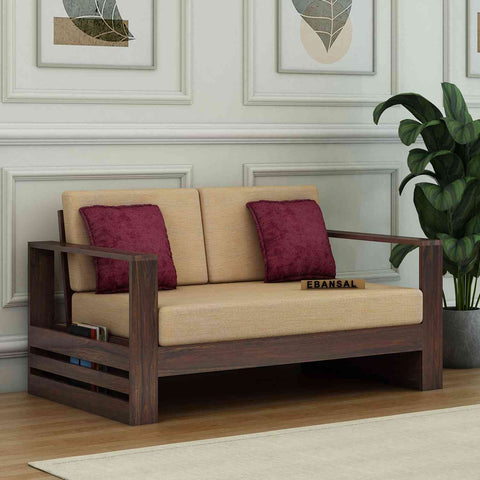 Maria Solid Sheesham Wood 5 Seater Sofa Set With Coffee Table (3+2, Walnut Finish)